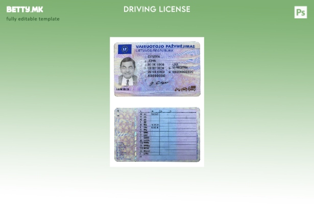 Шаблон за возачка дозвола во модерен стил Литванија (Литва).